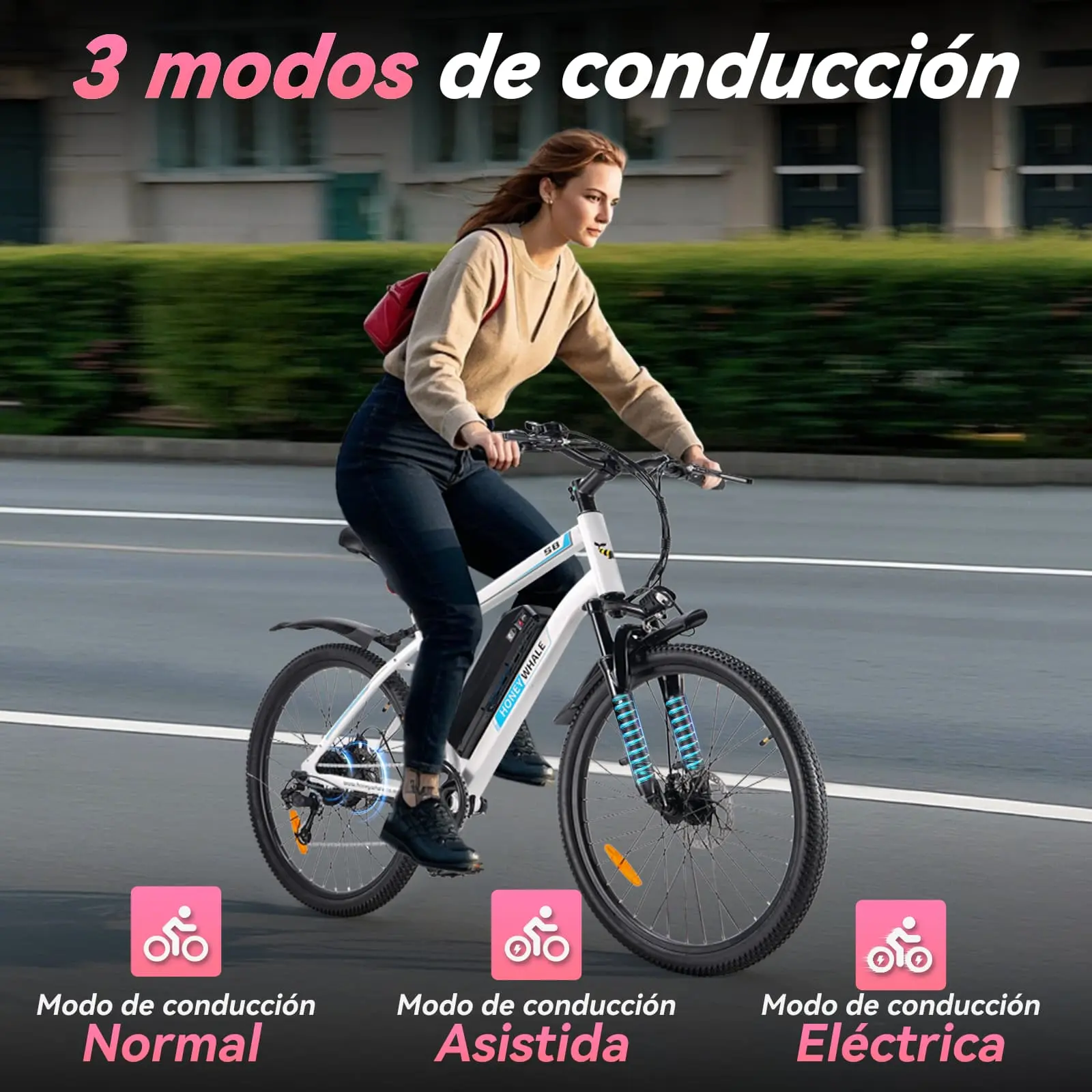 Bicicleta Eléctrica con Batería Extraíble S8 Blanco - Image 2