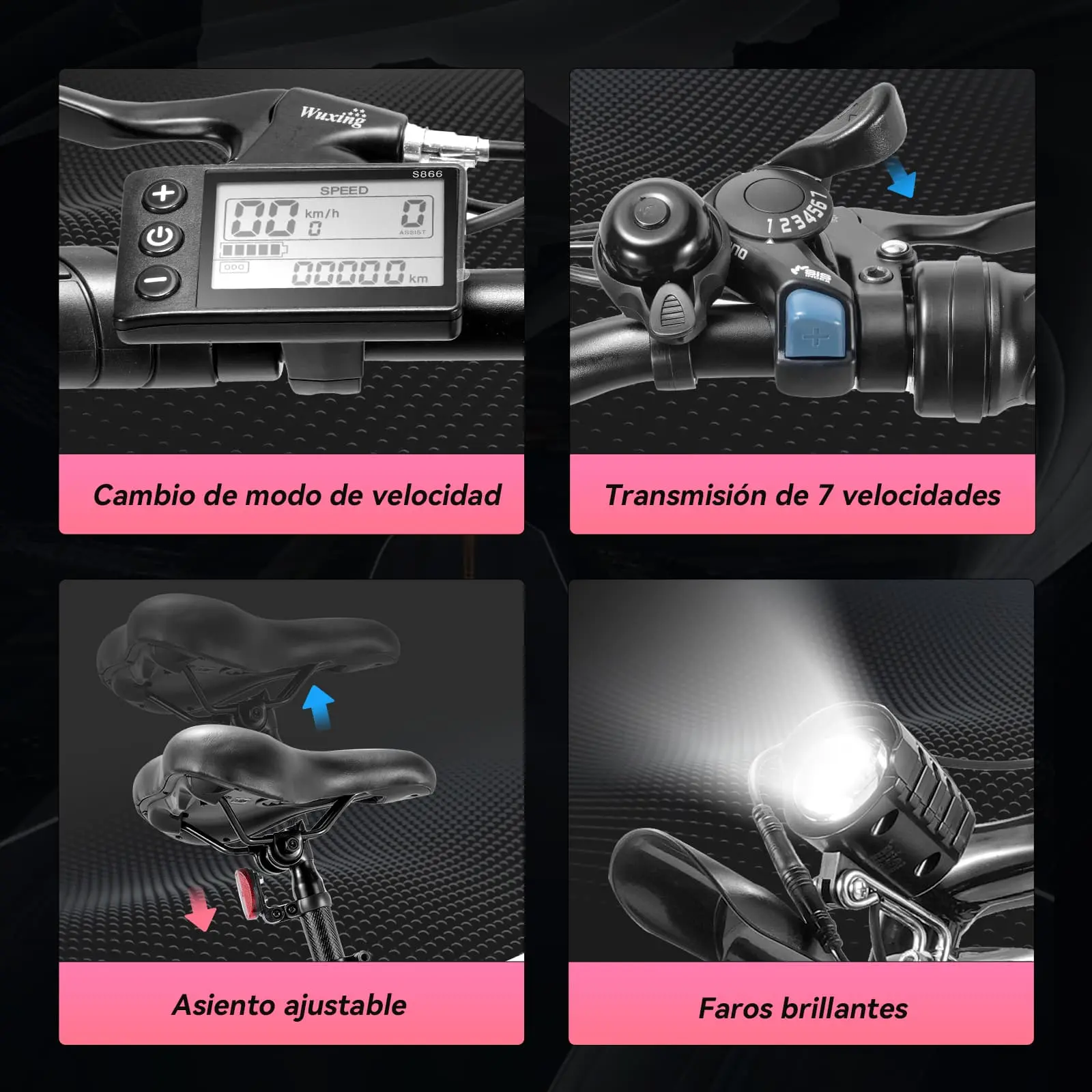 Bicicleta Eléctrica con Batería Extraíble S8 Blanco - Image 3