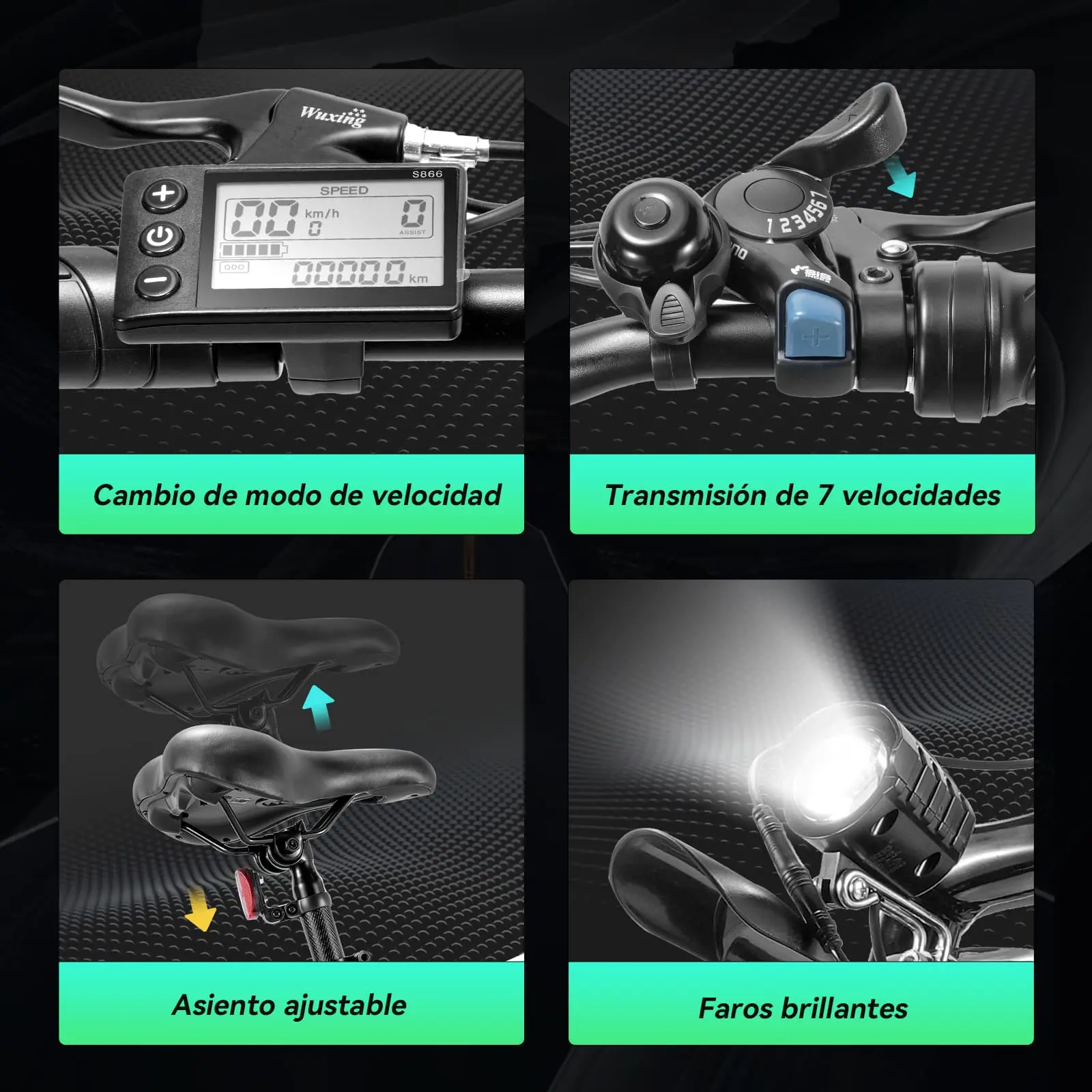 Bicicleta Eléctrica con Batería Extraíble S8 Gris - Image 3
