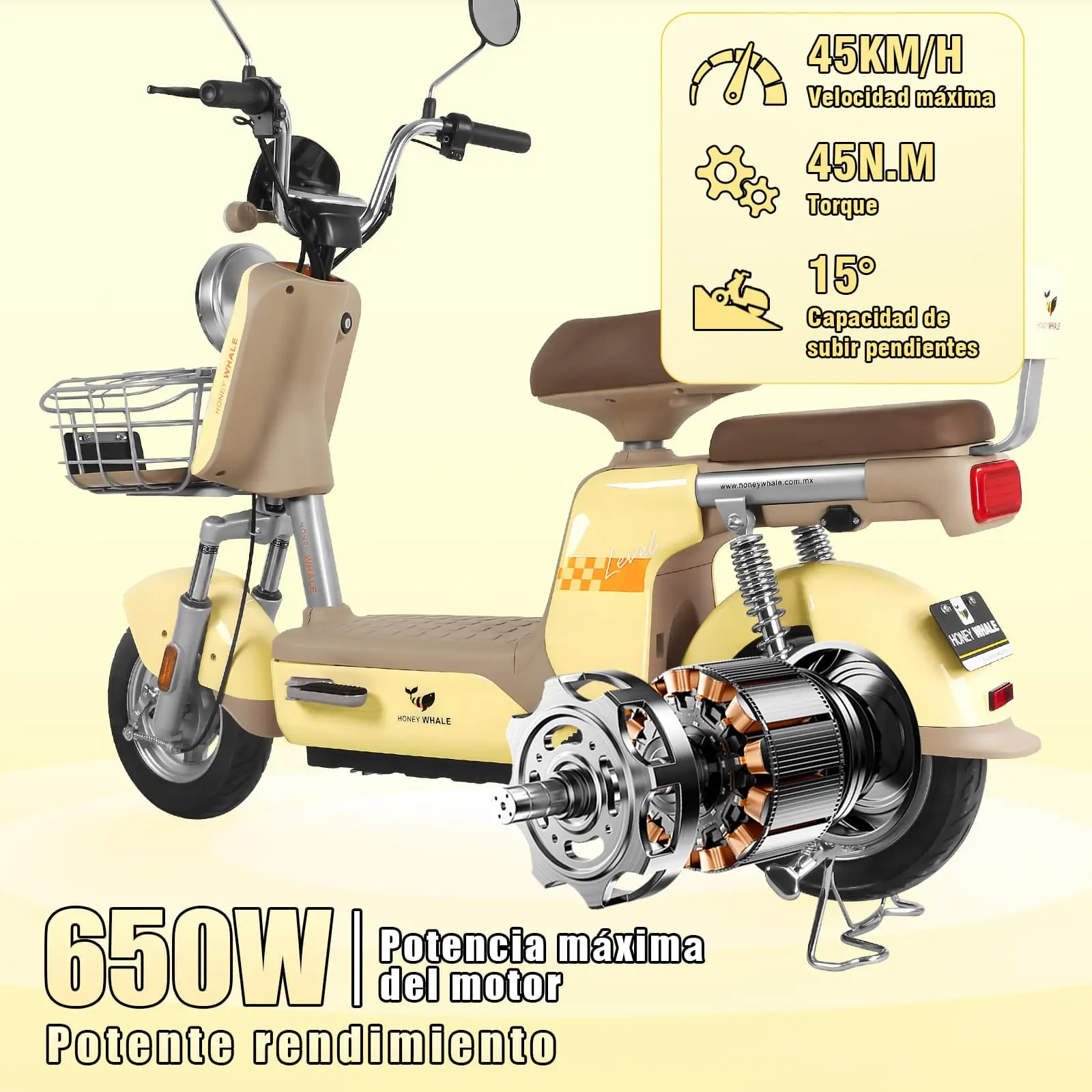 Motobici Eléctrica U3 Pro Amarillo - Image 3