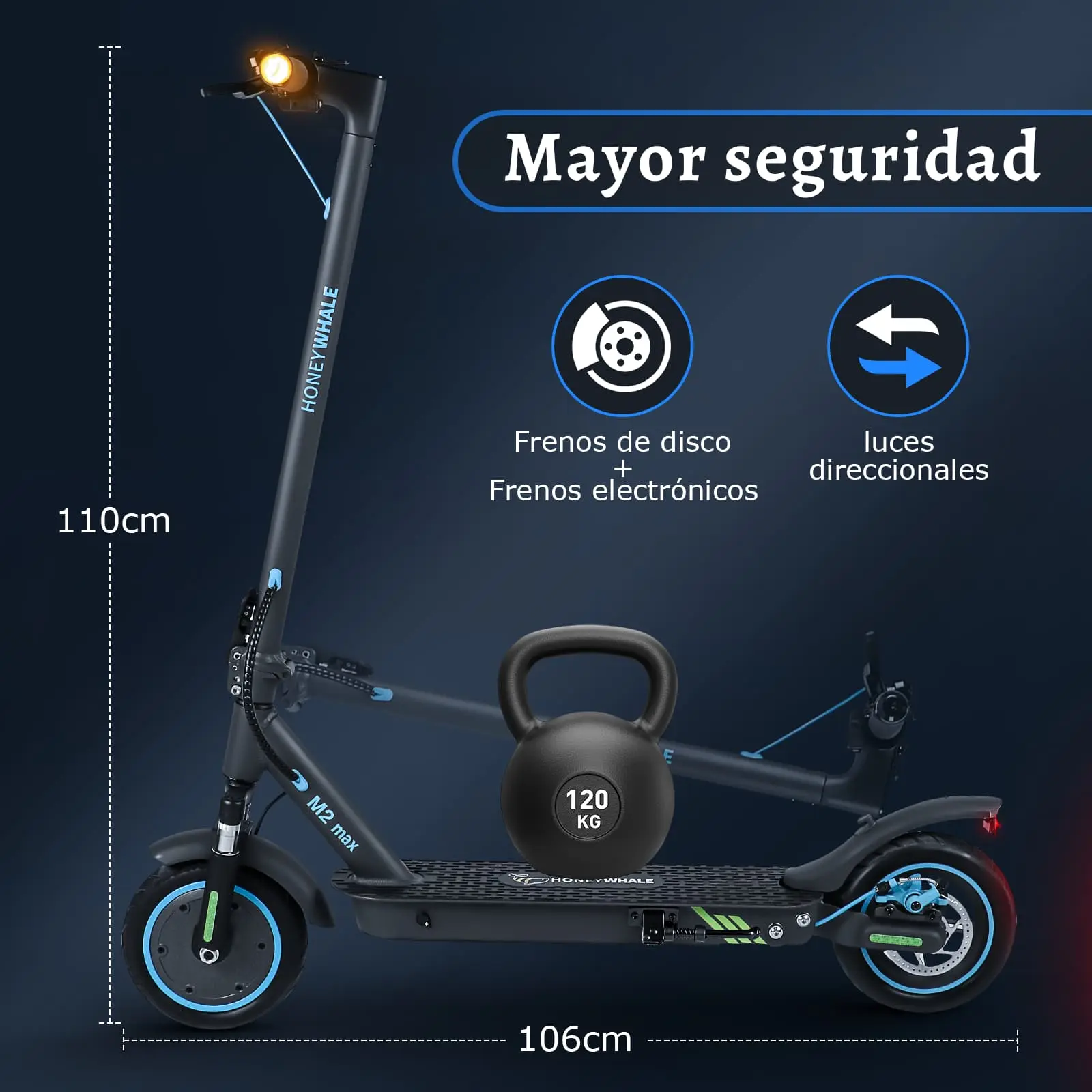 Scooter Eléctrico M2-MAX Negro - Image 3