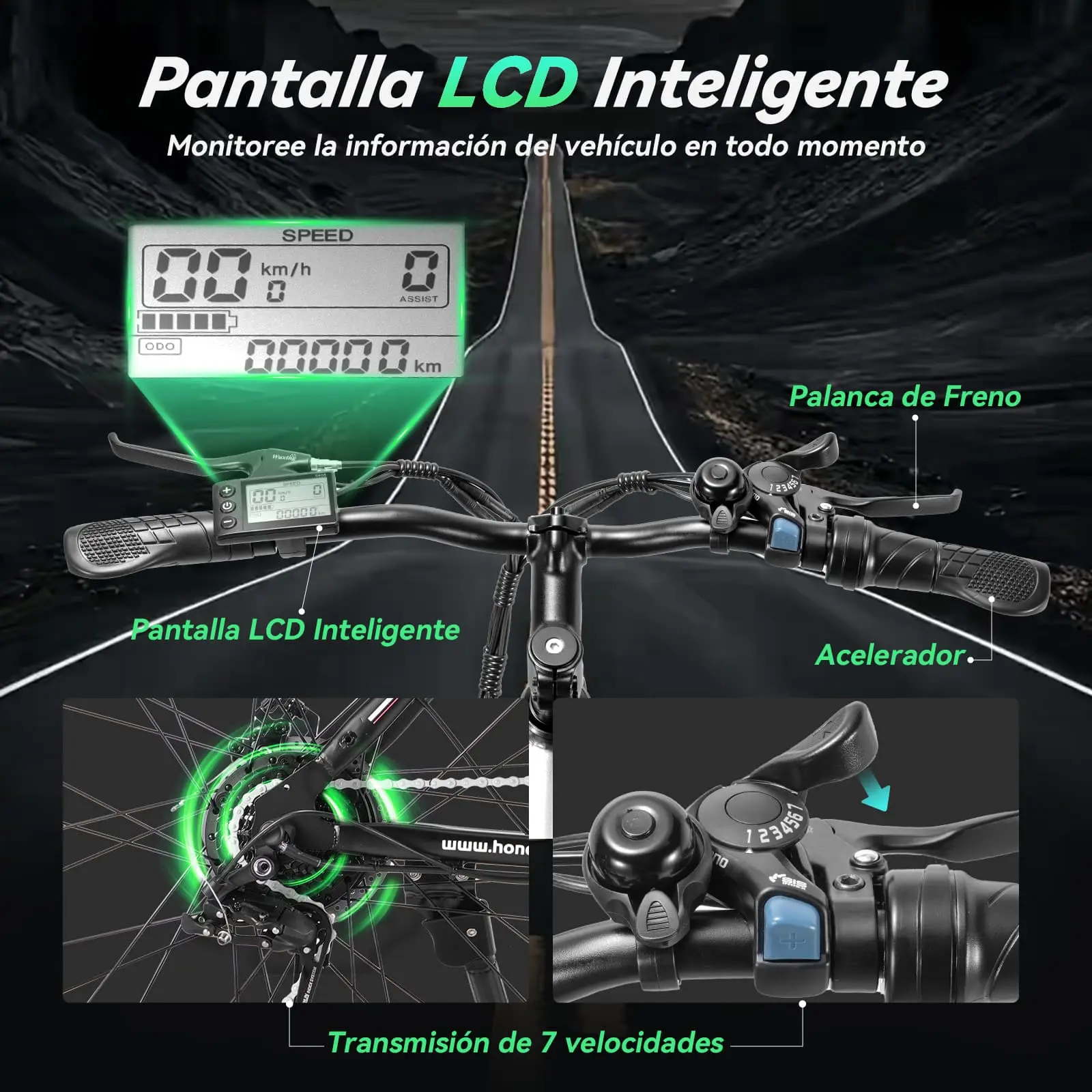 Bicicleta Eléctrica con Batería Extraíble S8 Gris - Image 6