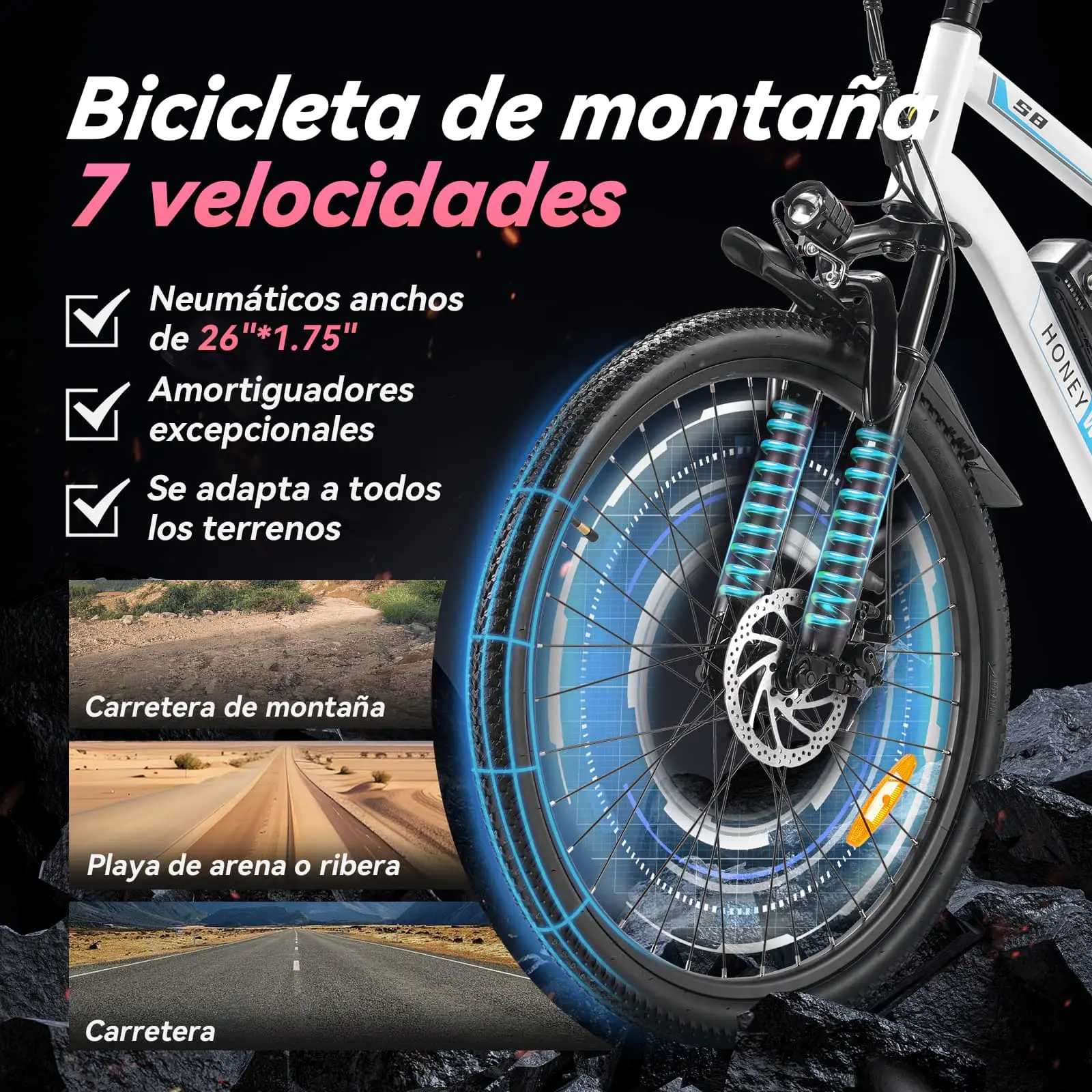 Bicicleta Eléctrica con Batería Extraíble S8 Blanco - Image 7